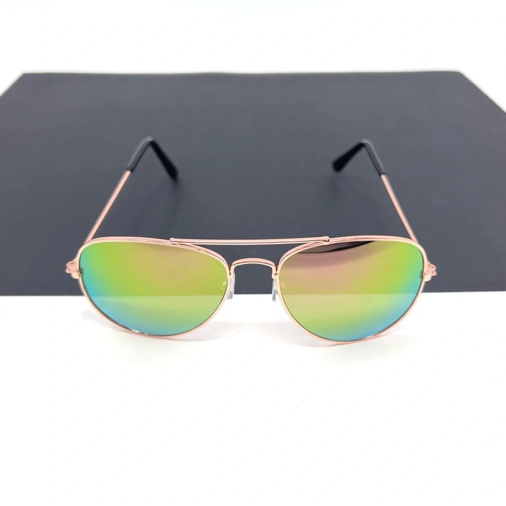 Girls Rose Gold Aviator Sunglasses mirrored lenses